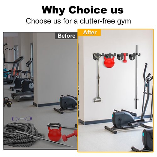 Olympic Barbell Hanger, Barbell Holder Wall Mount Black Powder Coated, Barbell Storage 1 Hook, Garage Gym Bar Wall Rack, Space Saving Commercial or Home Gym Accessory Holds Under 34mm Bar Size, 2PCS