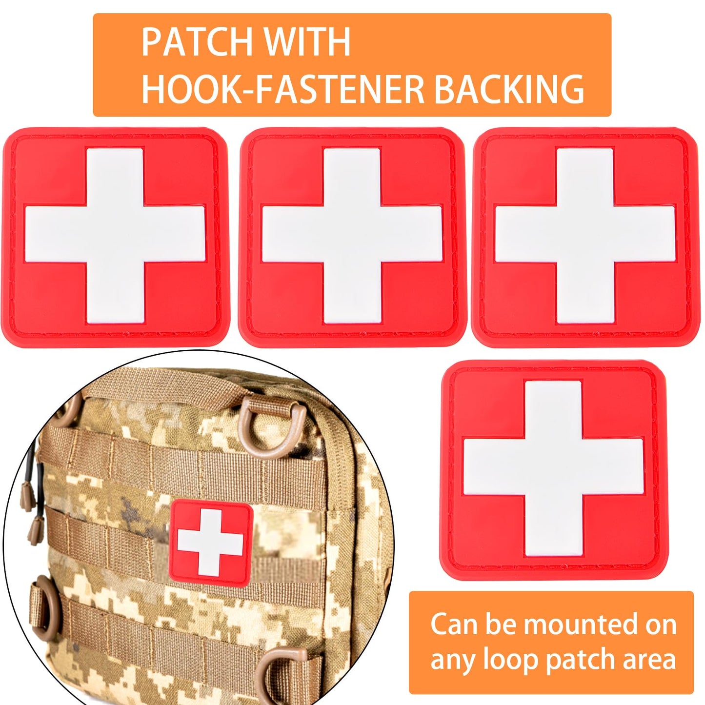 FORWOMLM 10pcs Medic Red Cross Patches First Aid Morable Patch Armband Tactical Military Bag Accessories for IFAK, EMS, EMT Trauma Pouch, Nurse Doctor Emergency Logo