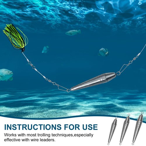 THKFISH Fishing Weights, Inline Trolling Sinkers, Double Ringed One Piece Wire Lead, Torpedo Sinkers, Saltwater Freshwater 1oz-3.5oz, Silver