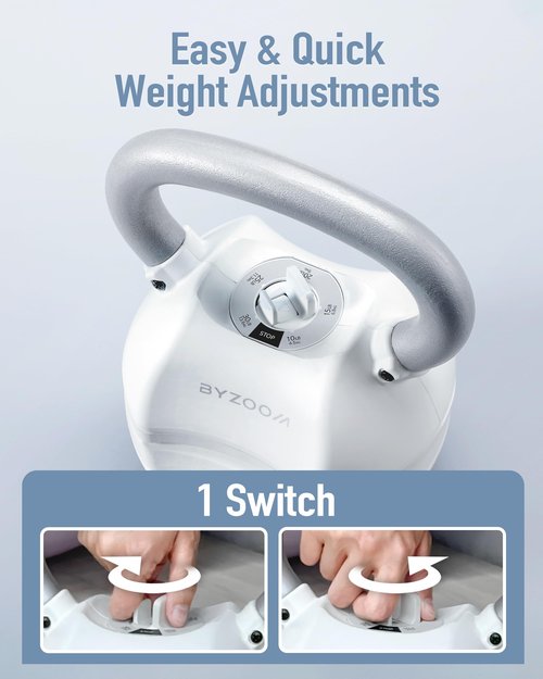 BYZOOM FITNESS Adjustable Kettlebell 30lb Weight Training Fitness Exercise Full Body Workout 5 in 1 for Home Gym Beginners Woman