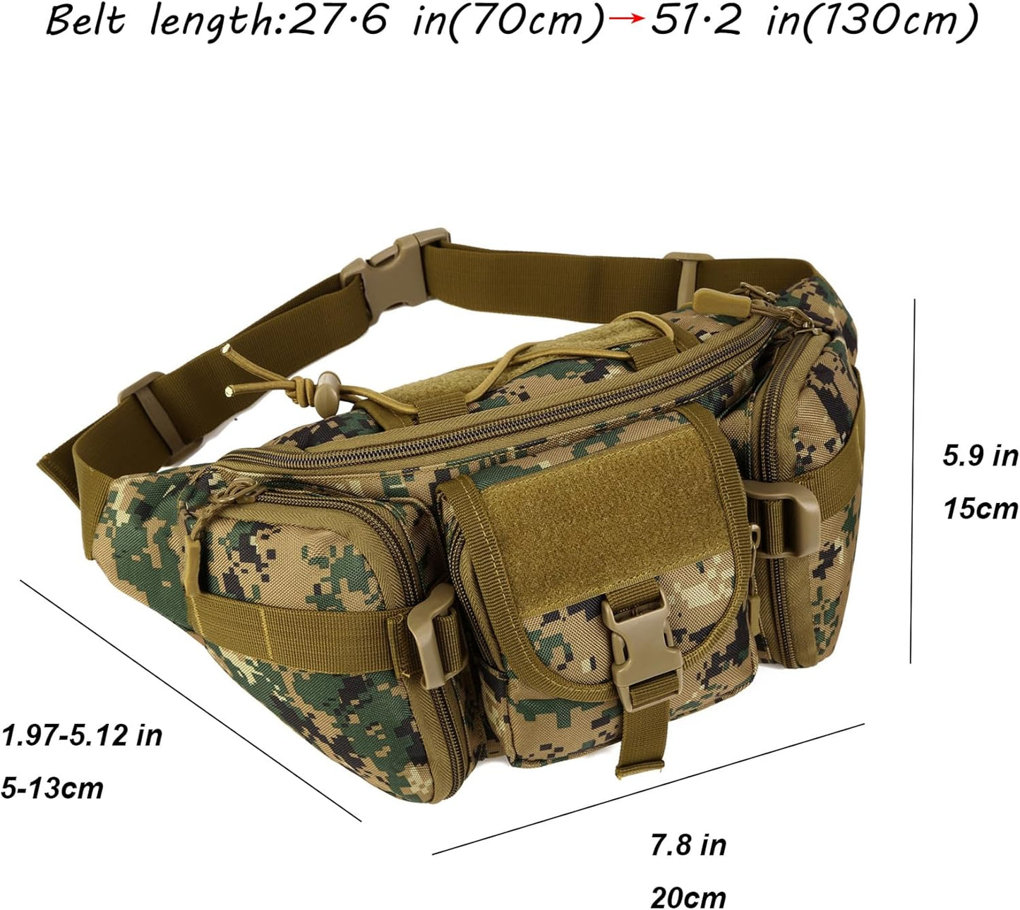 ArcEnCiel Tactical Fanny Pack for Men Waist Bag Hip Belt Outdoor Hiking Fishing Bumbag with Patch