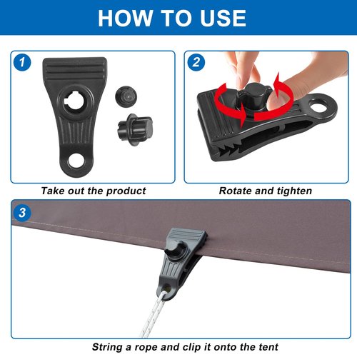 Heavy Duty Tarp Clips - 20 Pack Lock Grip Clamps with Thumb Screw for Tents, Pool Awnings, Car Covers