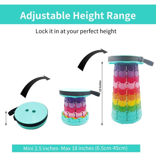 Telescopic Foldable Camping Stool, Sturdy Collapsible Outdoor Stool, Ultralight Retractable Seat for Camping