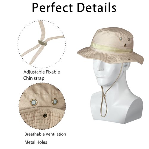 Camo Boonie Hat for Men Women, Military Tactical Wide Brim Bucket Hats, UPF50+ Jungle Sun Hats for Fishing Hunting Safari