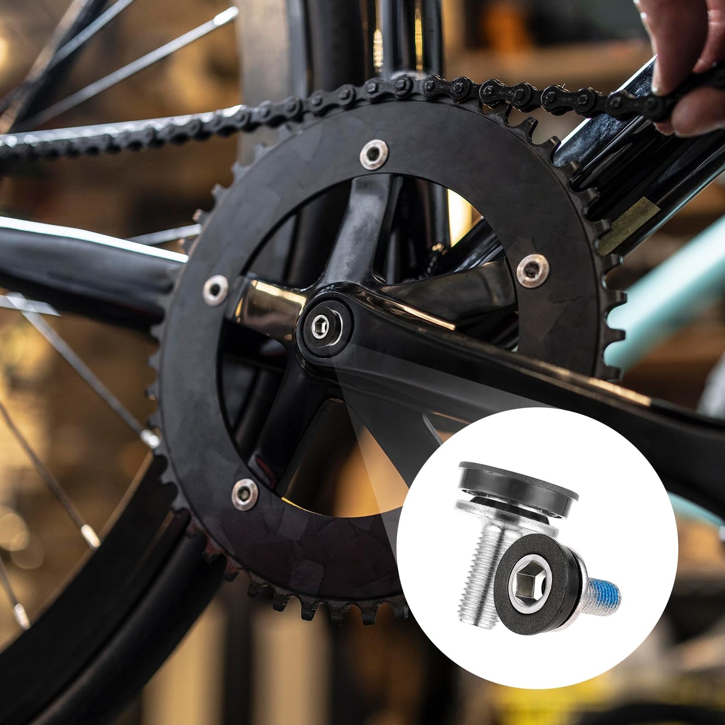 6 Pcs 8mm Bike Hex Crank arm Fixing Bolt Crank Arm Fixing Bolts Bike Hex Crank Screws with Caps Bottom Bracket Screws for Square Cranksets