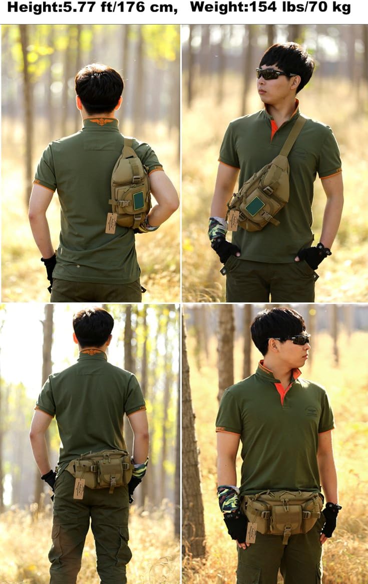 ArcEnCiel Tactical Fanny Pack for Men Waist Bag Hip Belt Outdoor Hiking Fishing Bumbag with Patch
