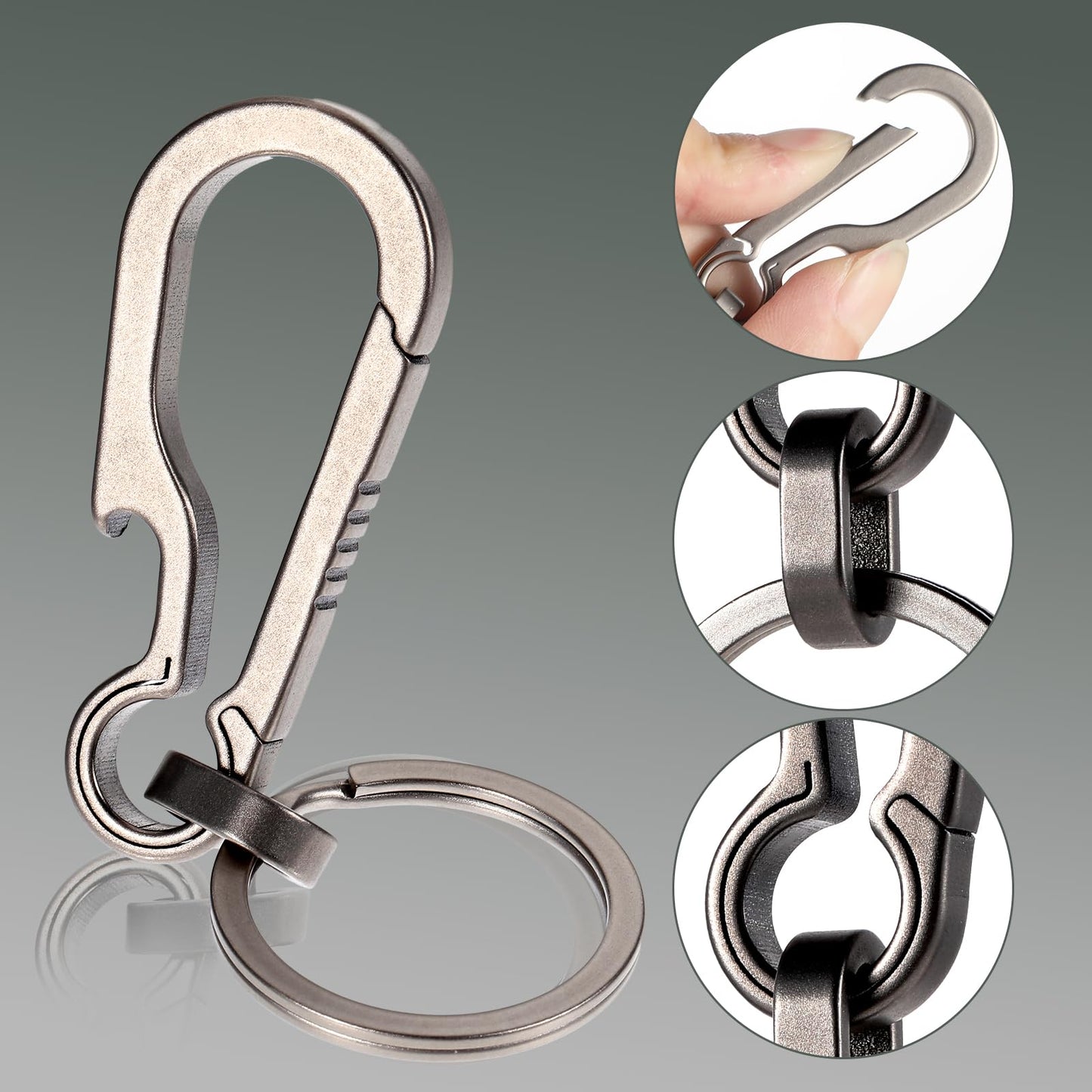 Gjinxi Titanium Carabin Clip Hook Small Heavy Duty Keychain Grips Multifunctional Backpack Clasps Carabin Anti Lost Quick Release Key Chain Organizer Accessory (1Pc)