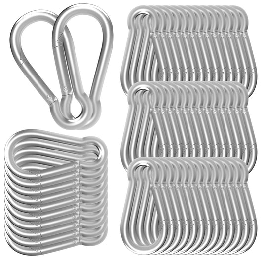 50-Pack M8 Carabiners Clip Heavy Duty Spring Snap Hook, 3Inch Galvanized Steel Carabiner, Safety Quick Links Snap Hooks, Spring Clips for Swing Hammock Camping Keychain Outdoor