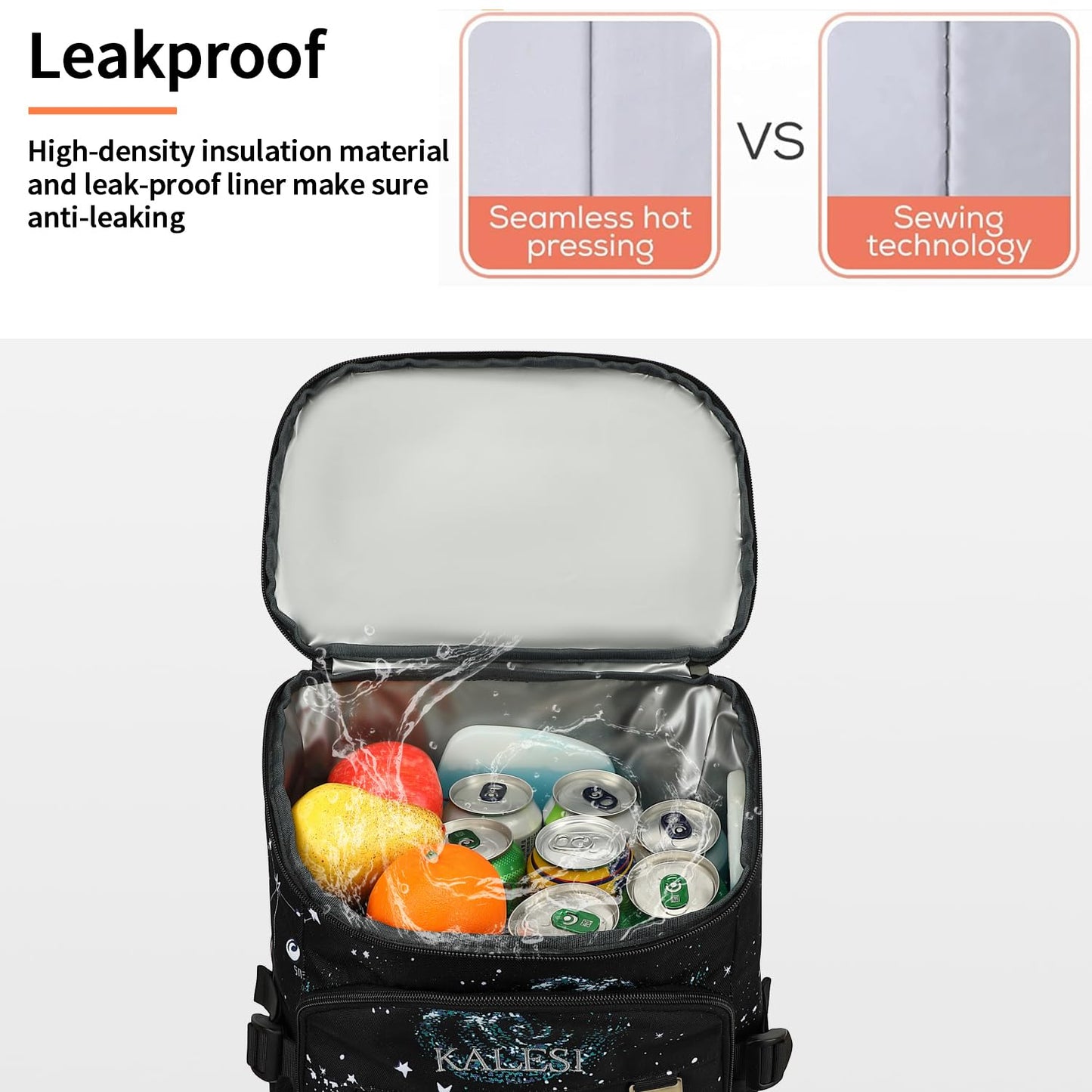 Kalesi Cooler Backpack 36 Cans Lightweight Insulated Backpack Cooler Leak-Proof Travel Camping Lunch Backpack Outdoor Cutlery Backpack for Men and Women (B-Starry Sky)