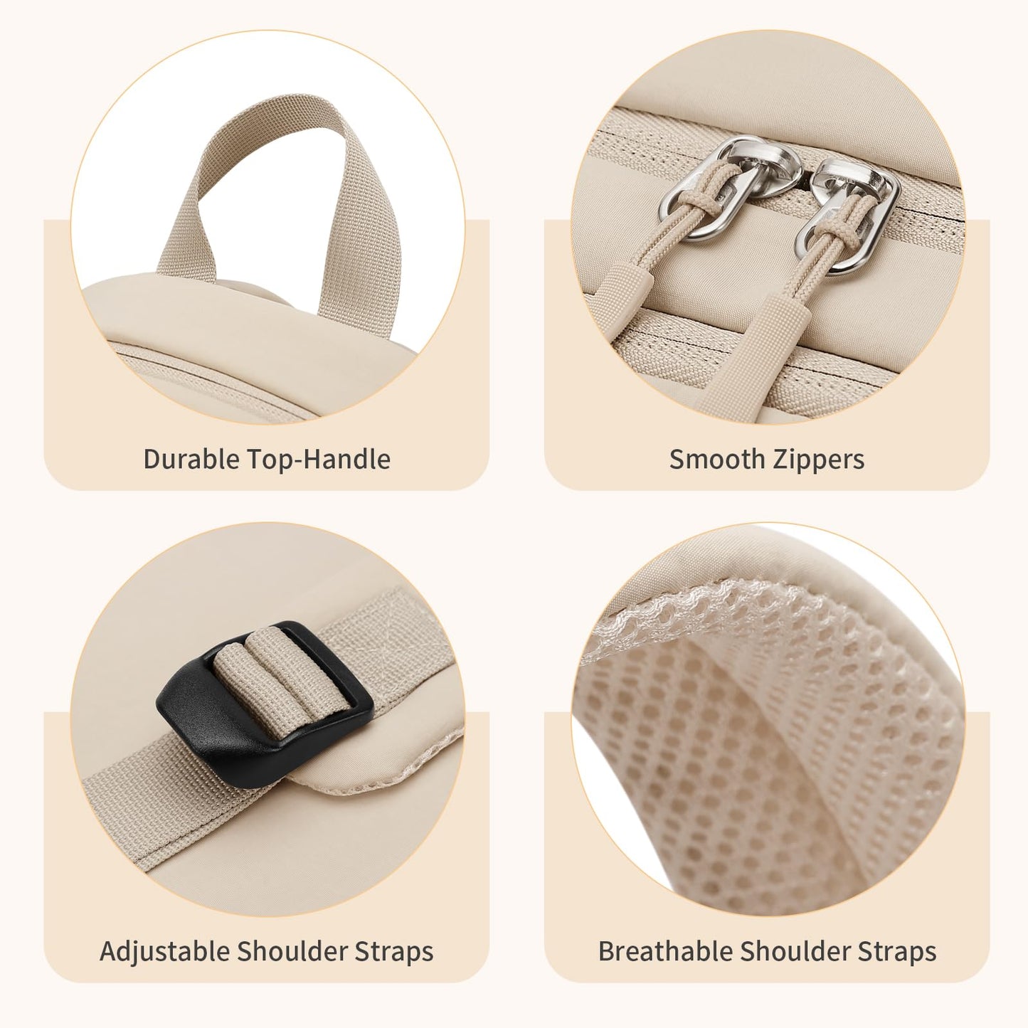 GOLF SUPAGS 10L Mini Backpack Lightweight Nylon Daypack for Women, Small City Pack, Versatile Ladies Backpack for Shopping & Travel, Apricot