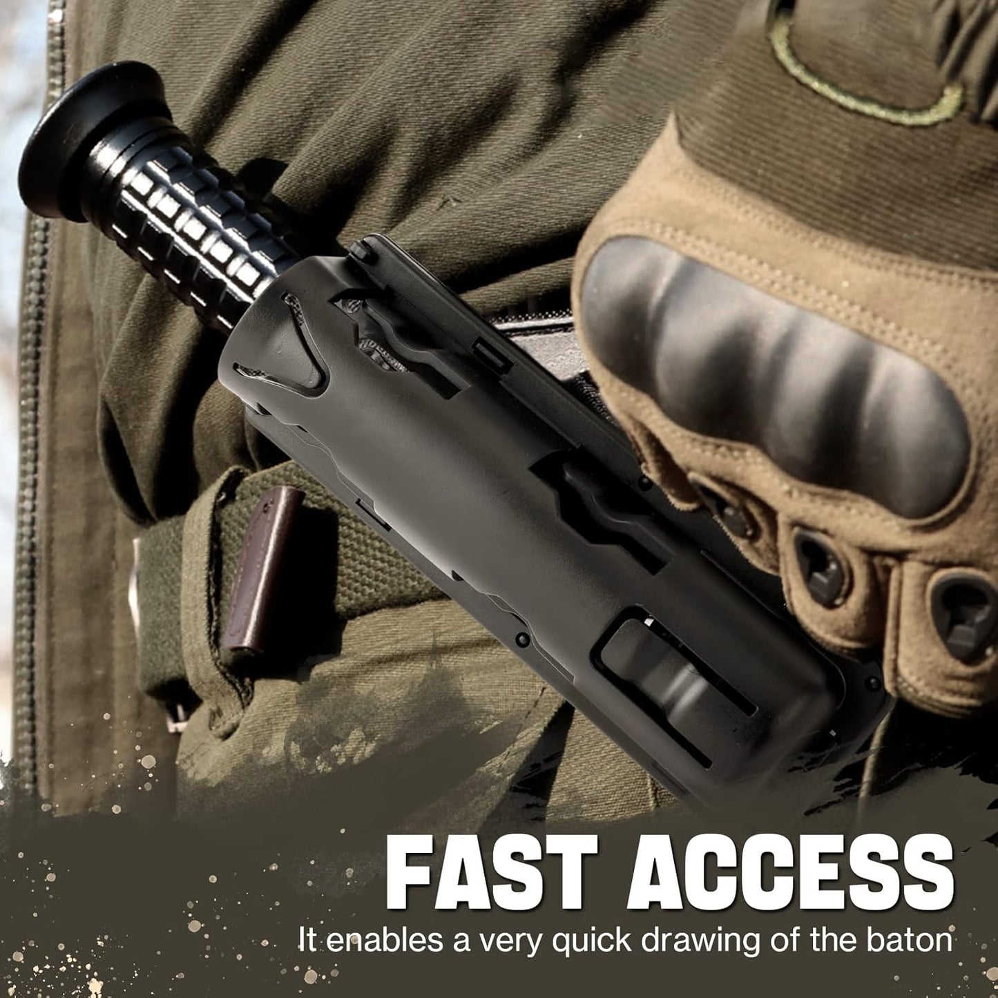 aikeec Baton Holder 360 Degree Rotating Telescopic Baton Pouch, Expandable Baton Holsters,Baton Holder for Duty Belt Tactical Swivelling Flashlight Holsters ABS Case