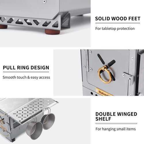 Naturehike Icefield Hot Tent Stove, Tabletop Camping Stove with 47.2" Chimney Pipes, Outdoor Tabletop Fire Pit