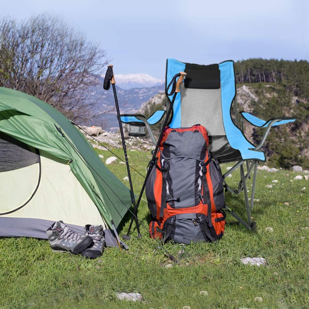 OUTDOOR LIVING SUNTIME Camping Folding Portable Mesh Chair with Removabel Footrest