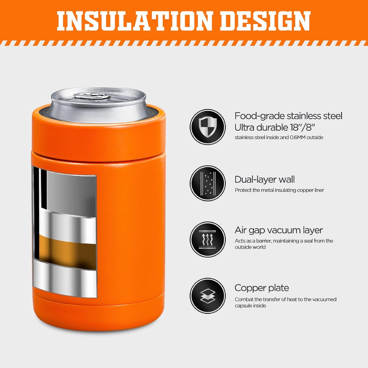 Tahoe Trails 12 oz Stainless Steel Double Wall Vacuum Insulated Can Cooler (Blue)