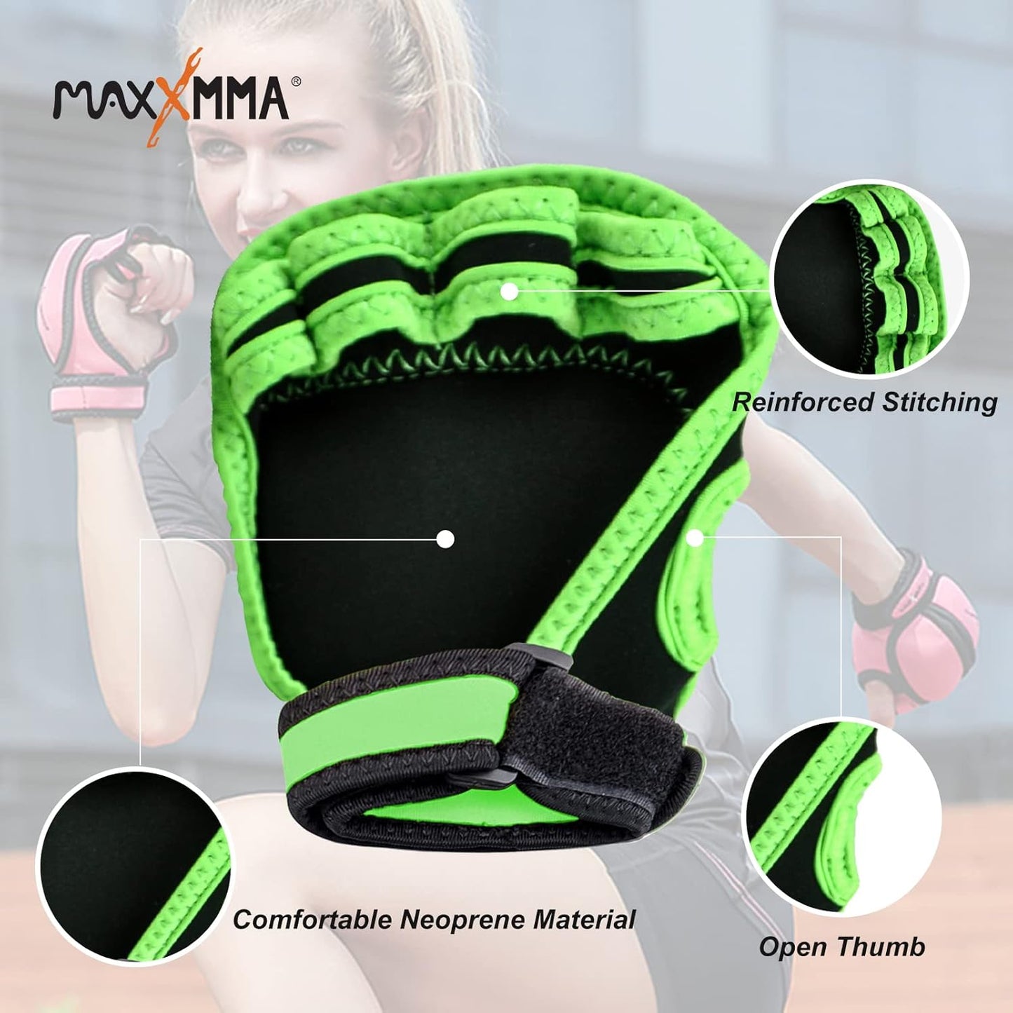 Adjustable 2 lb Weighted Gloves Set for MMA, Kickboxing & Cardio - Removable Weights