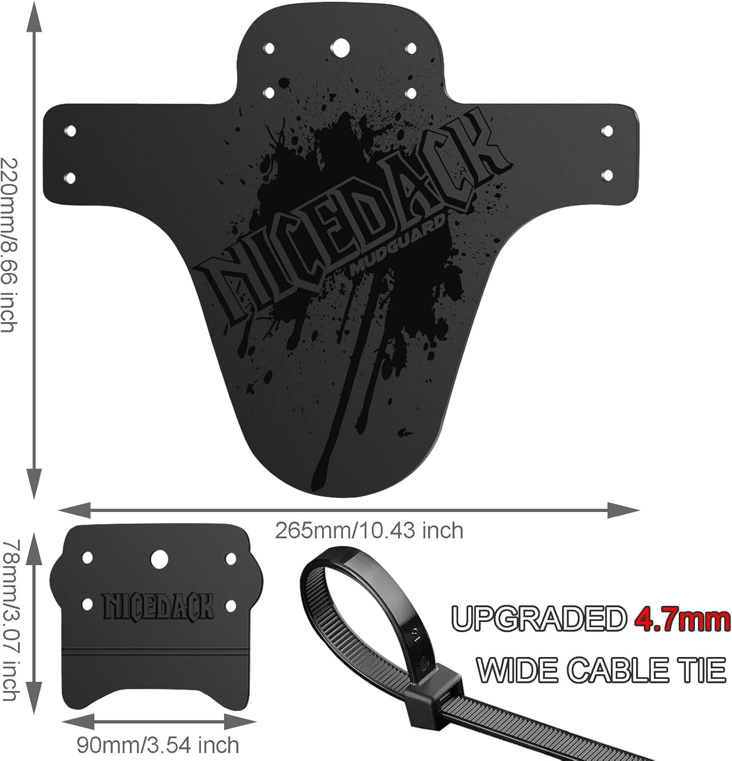 NICEDACK Bike Fender, Adjustable MTB Mud Guard, Front and Rear Compatible Mudguards, Fits 650B 20" 26" 27.5" 29 inch Fat Tire Bikes and All Disc Brake Bicycles