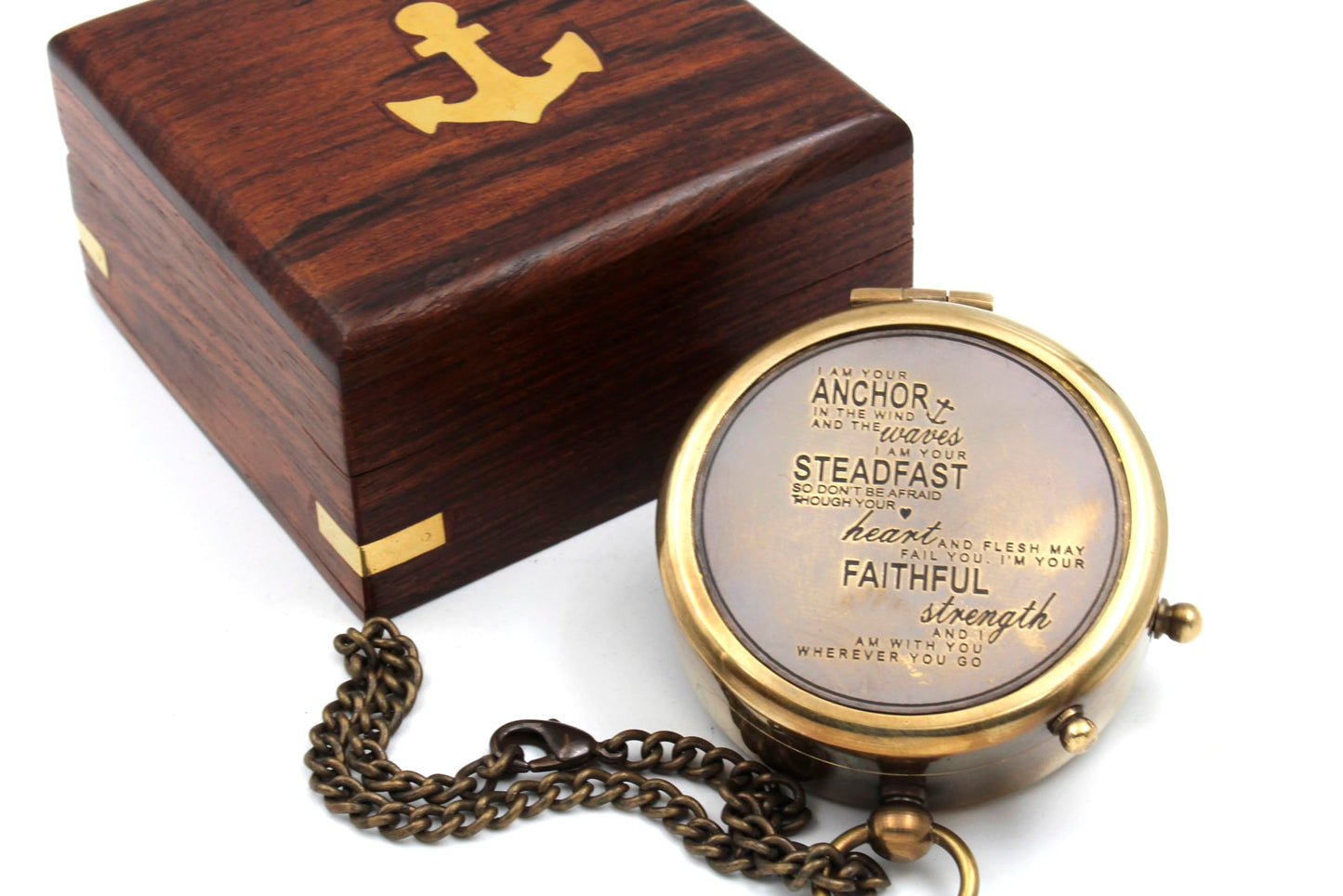 I Am Your Anchor, Faithful, Strength Engraved Compass – Son Birthday Gifts, Graduation Day Gifts, Confirmation Gifts, Baptism Gift, Stocking Stuffer for Son