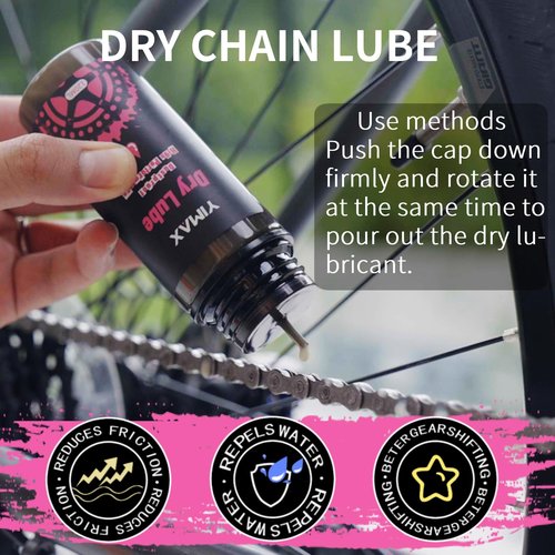 YIMAX Bike Chain Cleaner Set, Bike Cleaners Bicycle Cleaning Kit 120ML Dry Chain Lube and 500ML Cleaning Spray Bike Chain Lubricant with Brushes Cycling Maintenance, Suitable for All Types of Bike