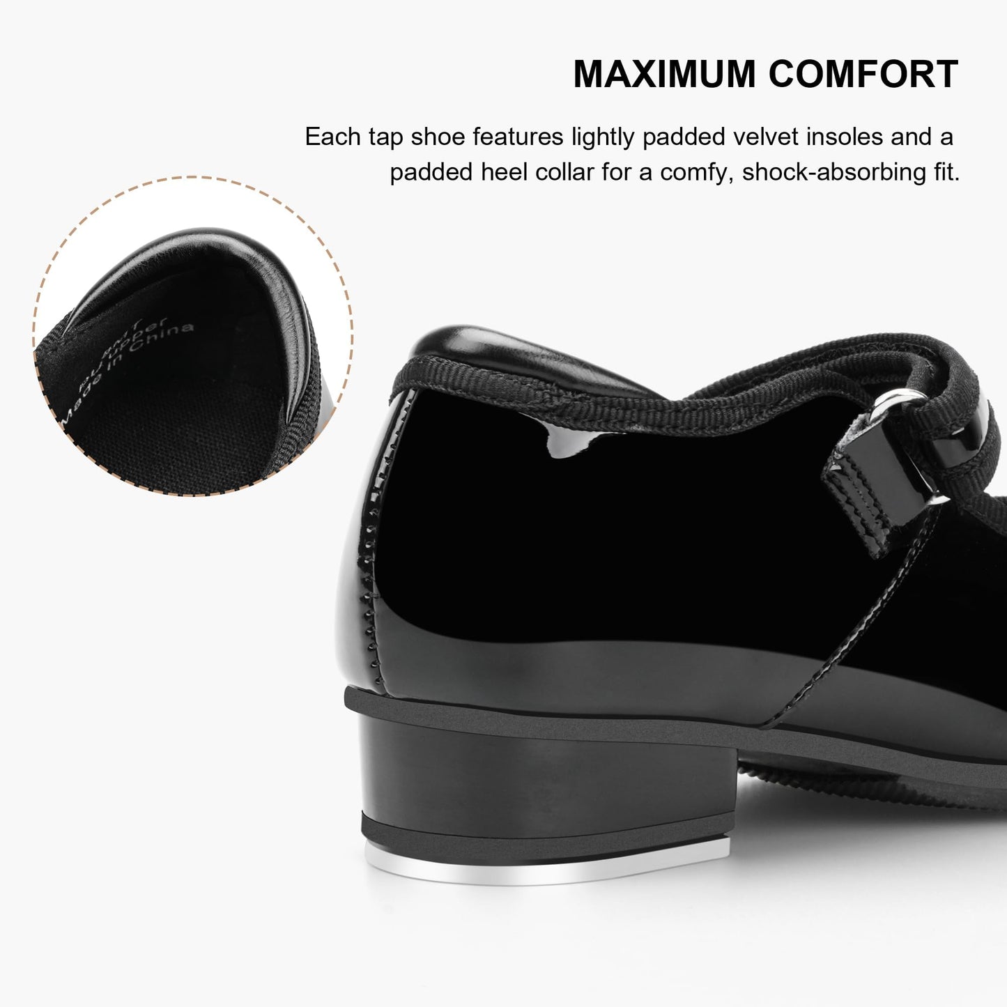 Stelle Tap Shoes for Girls Toddler PU Tap Dance Shoes for Toddler/Little Kids/Big Kids(Black,9MT)