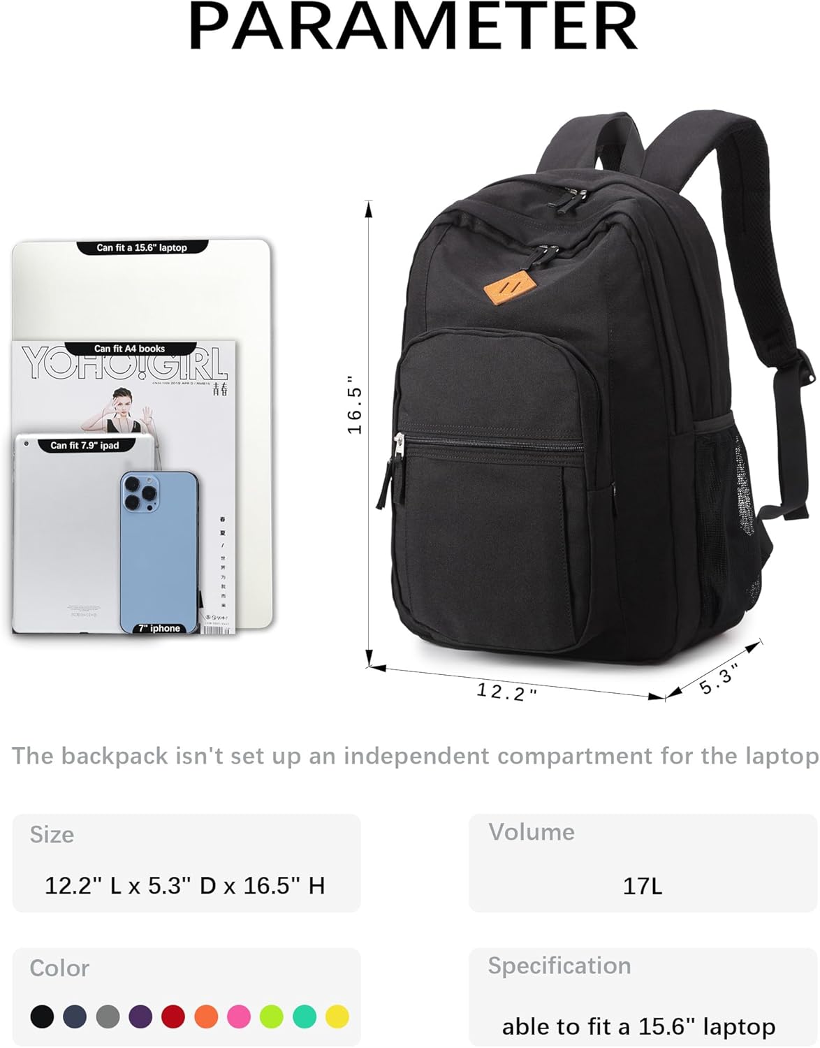 abshoo Classical Basic Travel Backpack For School Water Resistant Bookbag