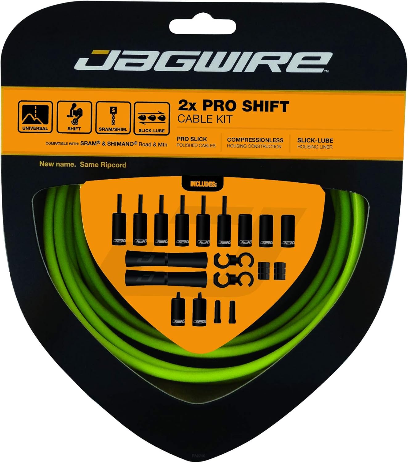 Jagwire - 2X Pro Universal Gear Shift Kit | for Road, MTN and Gravel | Compatible with SRAM and Shimano Gears, Polished Stainless Steel Cables, 10 Color Options