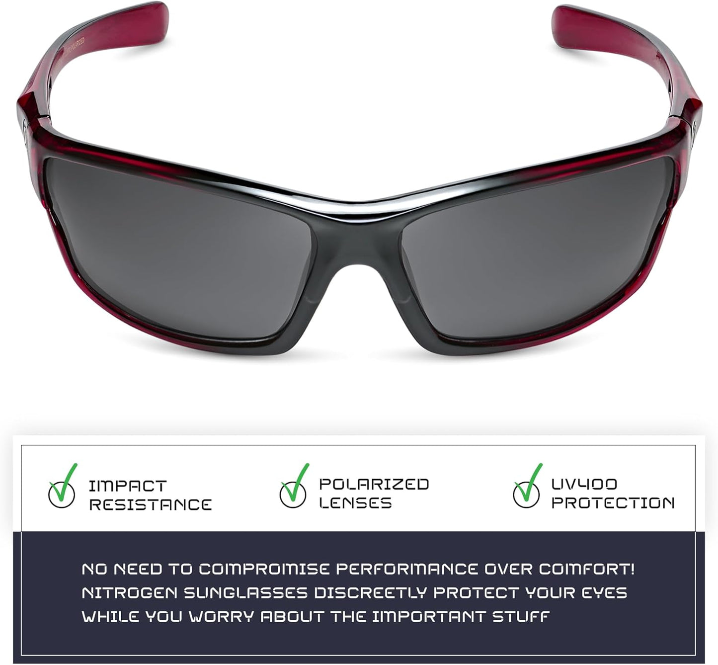 Nitrogen Polarized Wrap Around Sport Sunglasses for Men Women UV400 Driving Fishing Running Sun Glasses