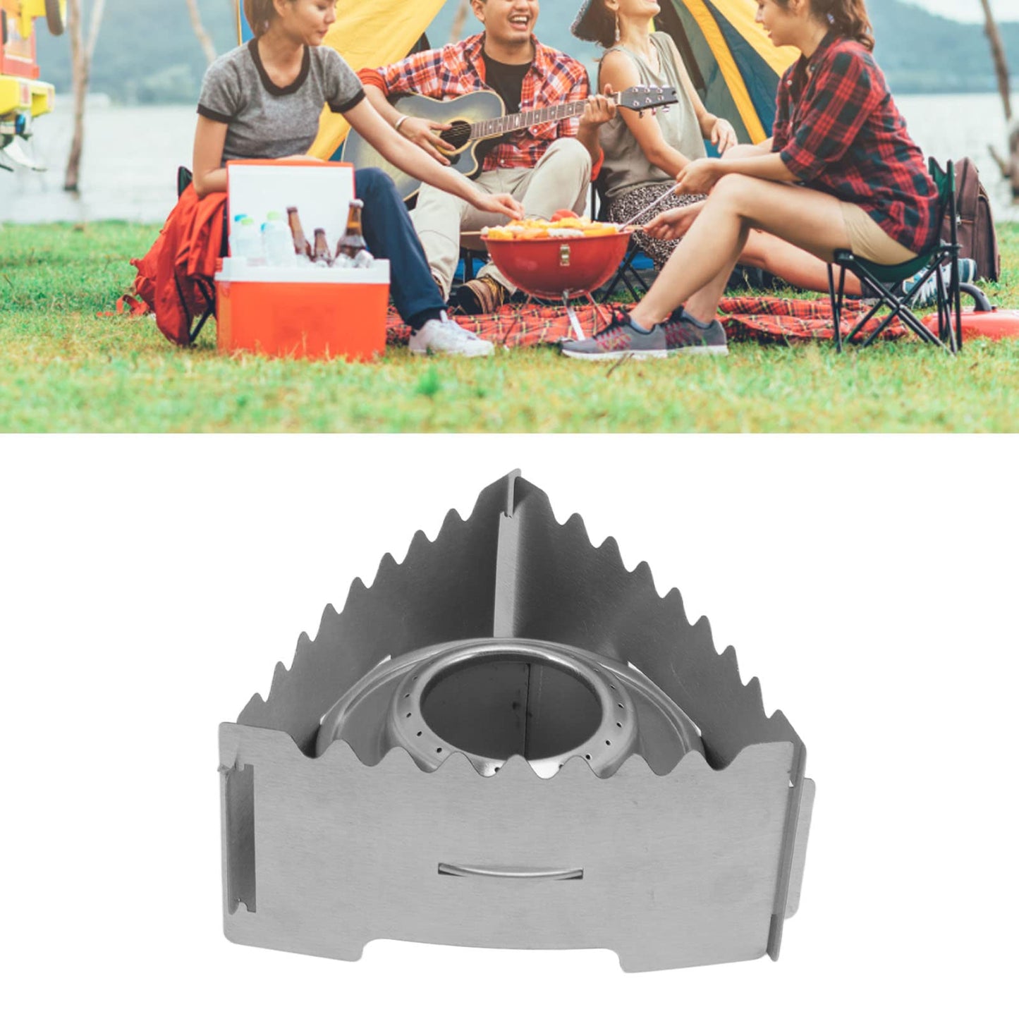 Outdoor Portable Camping Stove, Stainless Steel Pocket Alcohol Stove Mini Backpacking Stove for Camping Hiking Backpacking BBQ Gift (B)