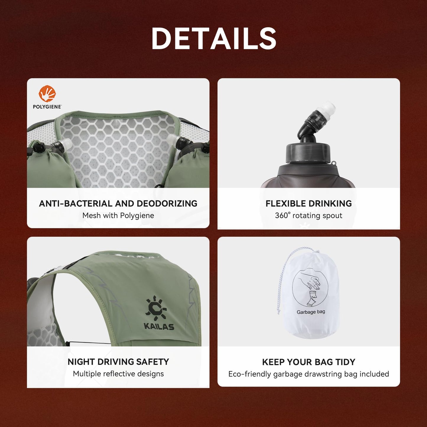 KAILAS FUGA AIR 7 Ⅳ Running Hydration Vest Hydration Pack Lightweight with Two TPU Water Bladders for Women Trail Cycling Hiking Tamashii Green S（C-D）