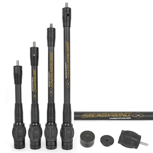 ZSHJGJR Archery Bow Stabilizer 6" 8" 10" 12" for Compound Bow, Carbon Fiber Body Flexible Core, Damping System and Weights Kit (12 Inch)