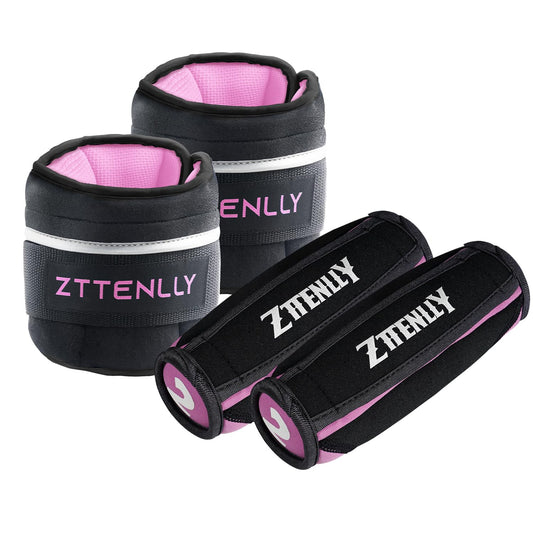 Adjustable Ankle Weights Pair 10lb (5lb Each) & Hand Weights Pair 4lb (2lb Each) - Suitable for Walking, Physical Therapy, Running, Yoga, and Aerobics