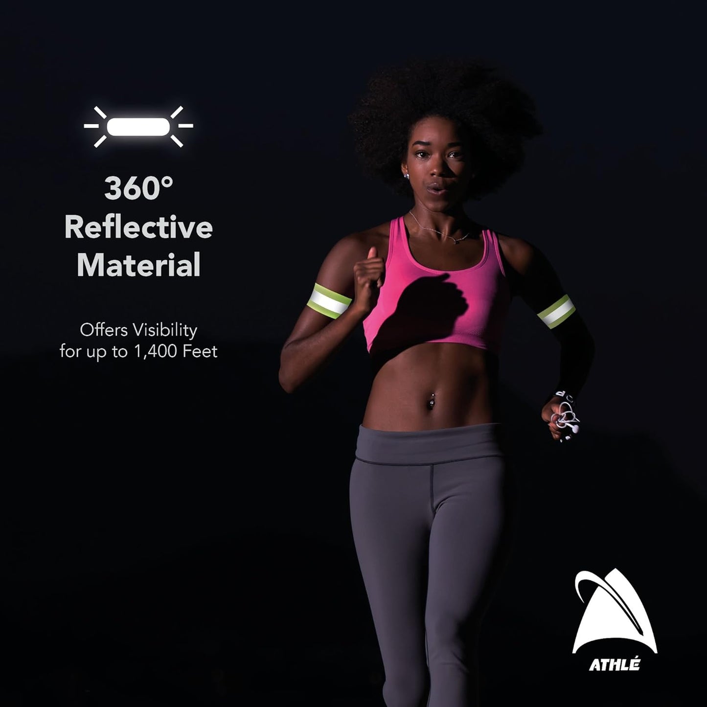 Reflective Running Band - High Visibility Arm Reflector Bands for Running, Cycling - Reflector for Runners for Wrist, Arm, and Ankle - Adjustable Running Reflective Gear Arm
