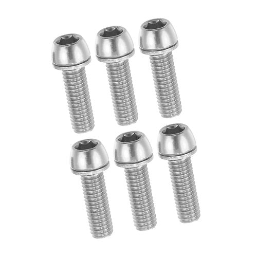 REPAIROCK 6 Pcs Bicycle Stem Screws for MTB Bike Bicycle Stem Durable M6x20mm Socket Head Cap Bolts Screws Nuts Steel Silver Tone Auto Replacement Parts