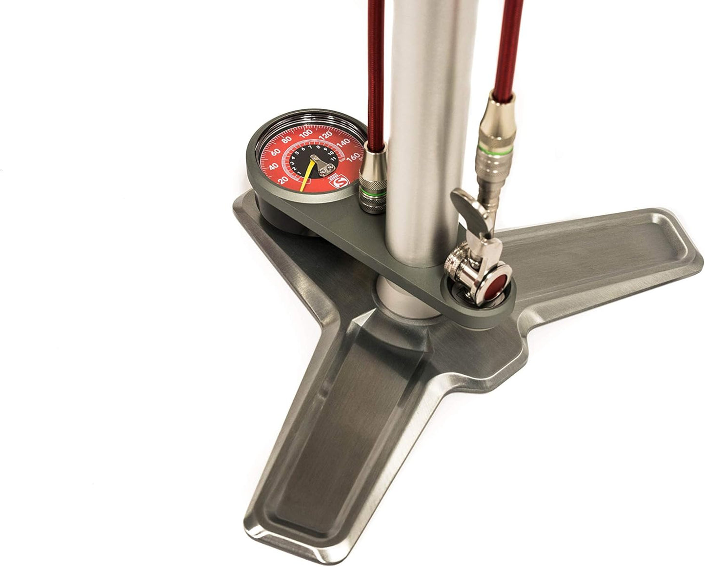 Super Pista Ultimate Floor Pump - Hiro Edition | 160psi Gauge, Braided Steel Hose, Rosewood Handle