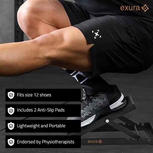 Slant Board Calf Stretcher Exura - Adjustable Slant Board, Knees Over Toes, Incline Board, Achilles Stretcher, Ankle Stretcher, Squat Wedge, Stretch Board, Physical Therapy, Calf Pro Board