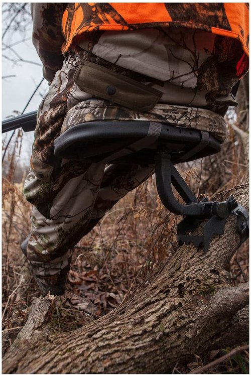 Hawk Any Angle 360 Degree Memory Foam Layered Steel Hunting Tree Seat with 7-Tilt Angle Adjustments, Black