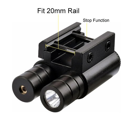 WIPBOTEN Mini Rifle Combo Red Green Laser Sight Pistol 500 Lumen Flashlight Gun Beam Handgun Weaponlight for 20mm Picatinny Rail Mount Airsoft
