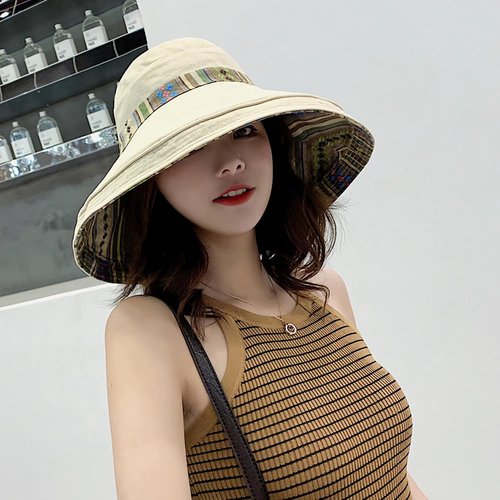 HUAMULAN Women Wide Brim Sun Hats Summer Bohemian Beach Fishing Hat UV Protection for Hiking Garden Travel Lawn Work Chin Strap
