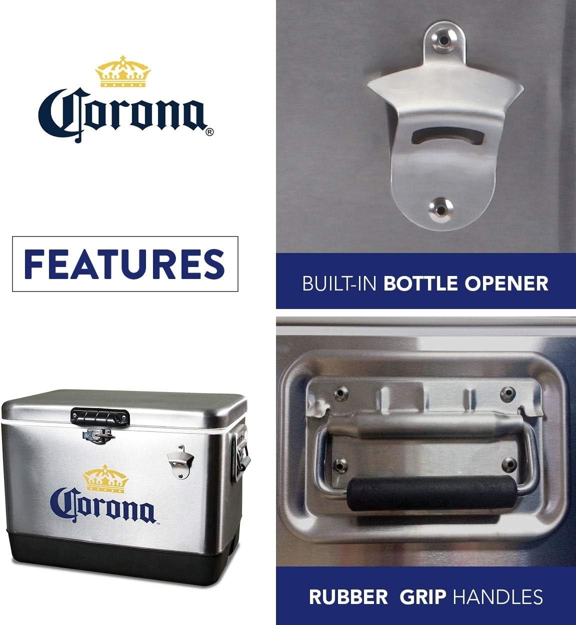 Portable Vintage Ice Chest Cooler with Bottle Opener - Insulated 85 Can Capacity for Camping, Beach, BBQs & Tailgating
