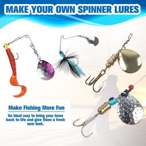 Walleye Rig Making Kit DIY Fishing Lure Spinner Making Kit Supplies Parts Crawler Harness Live Bait Rigs Colorado Blades Pompano Floats Clevis Beads Tackle Fishing (35pcs Blade Spoon)