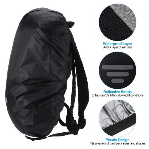 PATIKIL 30-40L Waterproof Rucksack Cover, Non-Slip Backpack Rain Cover for Travel, Hiking, Camping, Climbing, M, Black