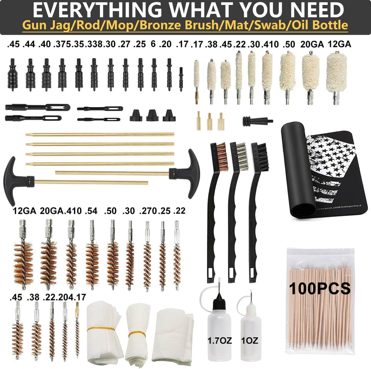 iunio Gun Cleaning Kit, Universal Gun Cleaning Kit for All Caliber Shotgun Pistol Rifle Cleaning Kit with Mat Portable Case
