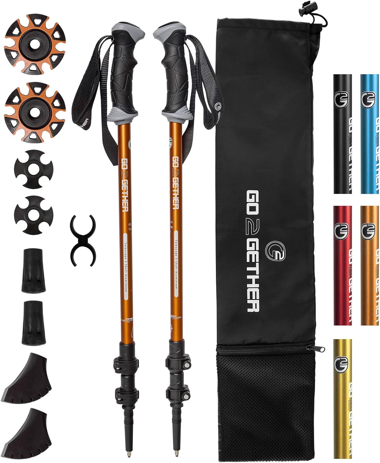 Aluminum Trekking Poles - Quick Adjustable Locks, Comfort Handle, Padded Strap, Snow Baskets - Walking Sticks Suitable for Hiking, Walking