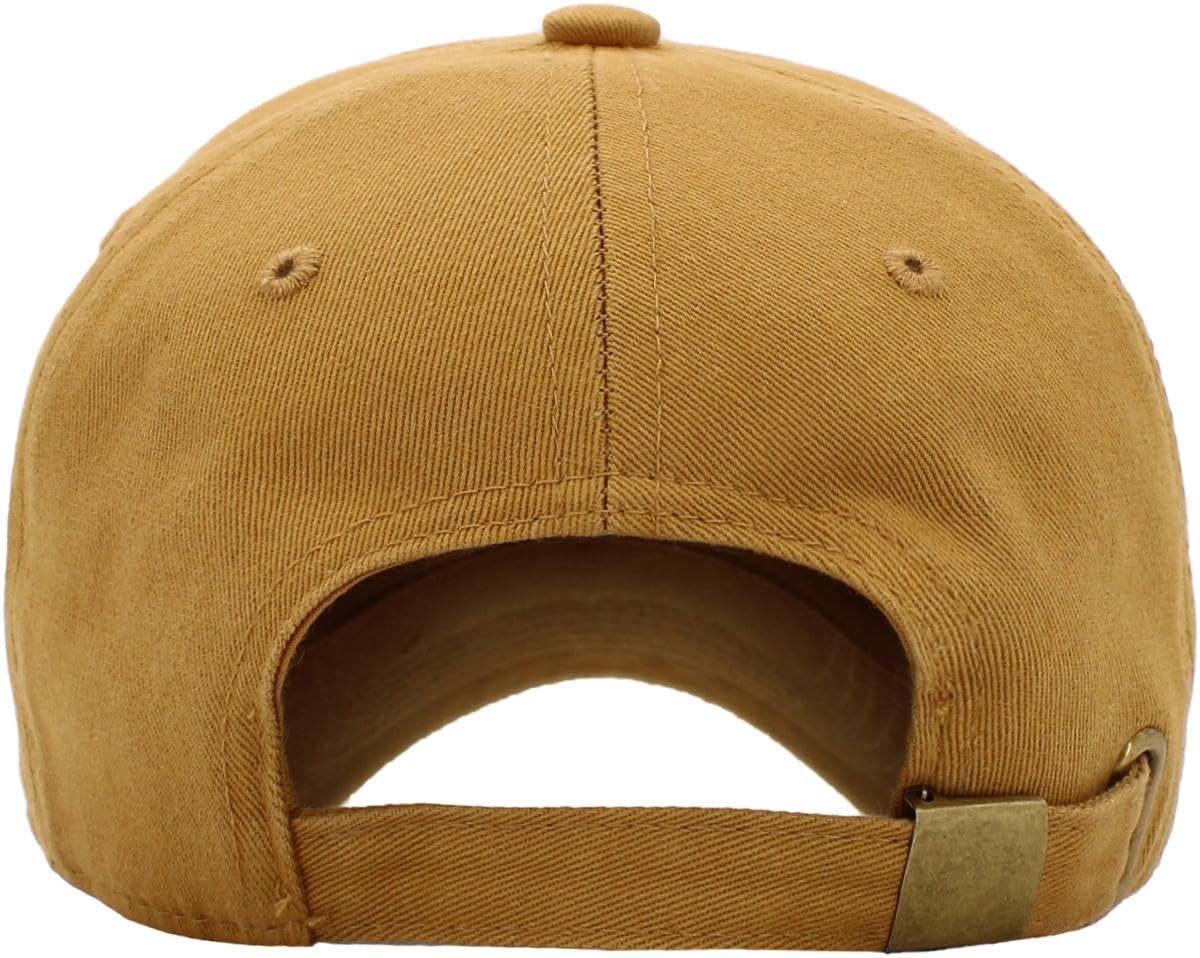 KB-Low Wheat Classic Cotton Dad Hat Adjustable Plain Cap. Polo Style Low Profile (Unstructured) (Classic) Wheat Adjustable