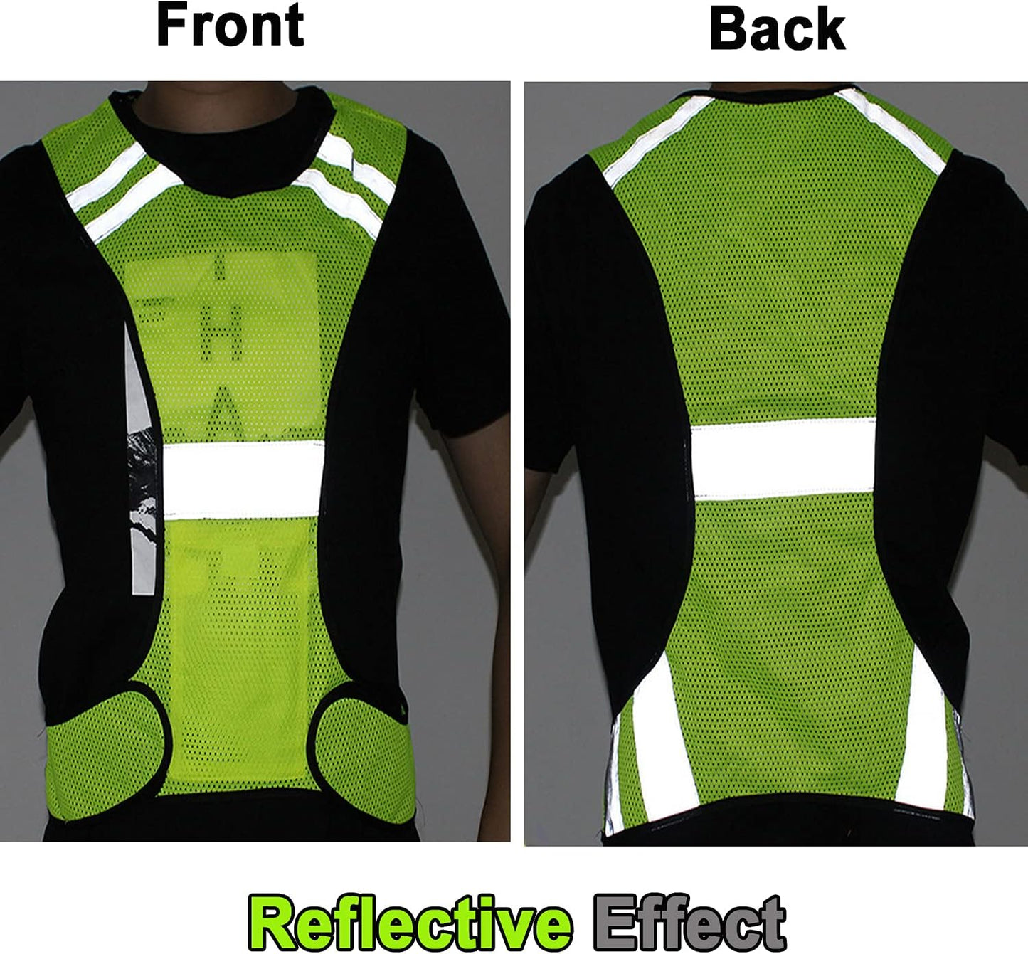 AUOON Reflective Night Running Vest with Adjustable Strap & Breathable Holes, Ultrathin Lightweight Safety Vest with 360° High Visibility for Running, Jogging, Cycling, Hiking, Walking, Yellow