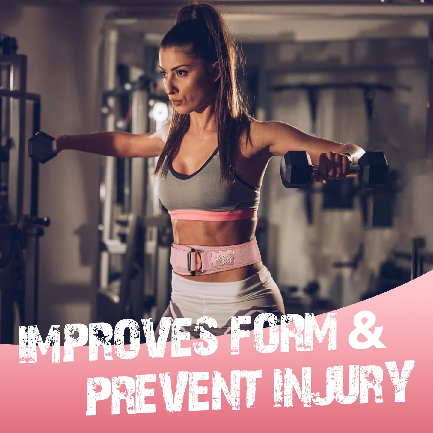 Lifting Belt Women (4 Inch Wide) Self-Locking Weightlifting Belt for Ladies Gym Cross Training, Bodybuilding, Deadlifts, Squats Power Lifting- Adjustable Olympic Lifting Lower Back Support