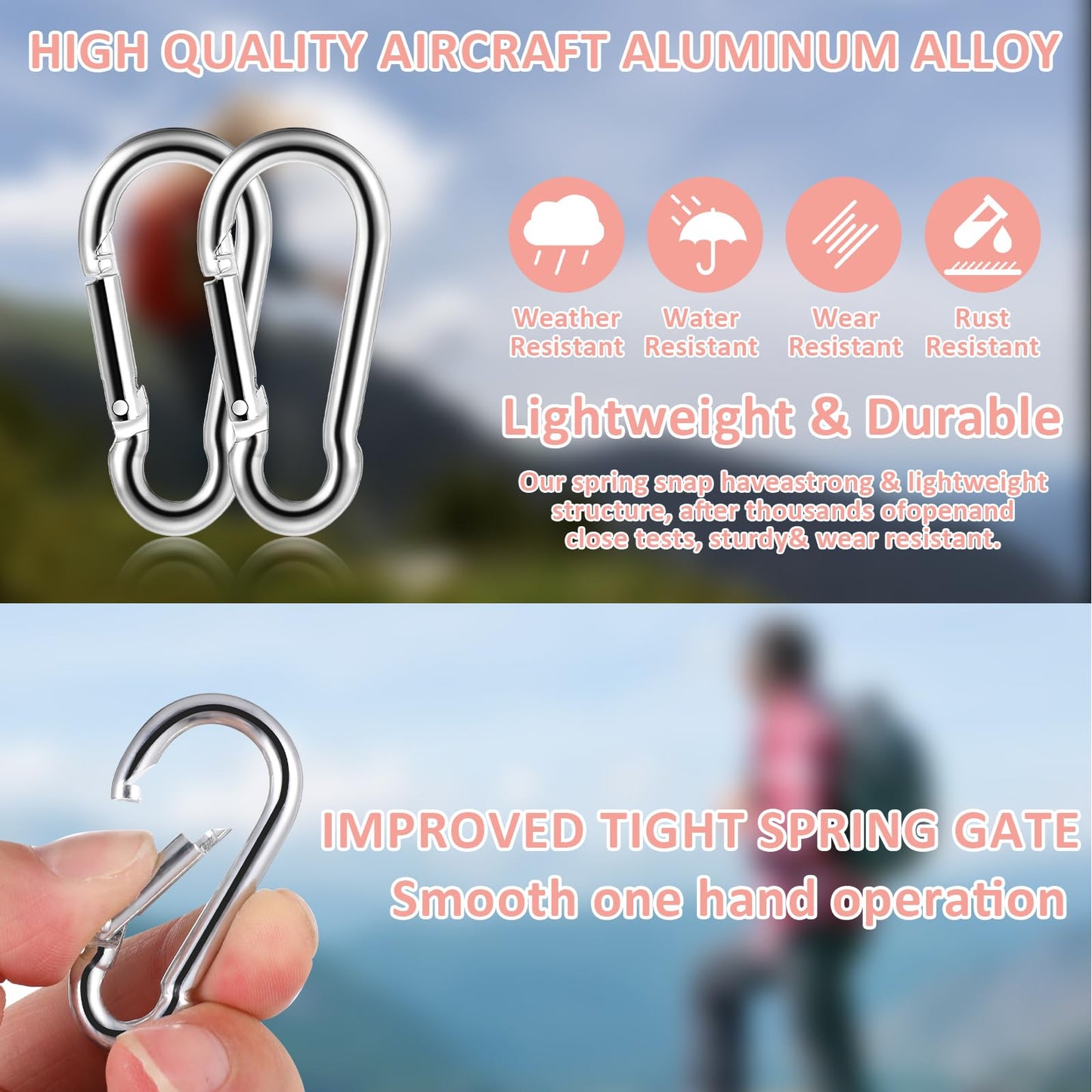 Gjinxi Flag Clips for Flagpole Rope, 4PCs Flag Pole Clips to Hold Flag, Zinc Alloy Swivel Hooks for Outdoor, Carabiner Keychain Clip, Dog Leash Hook, Flagpole Hardware Accessories for Flagpole Rings