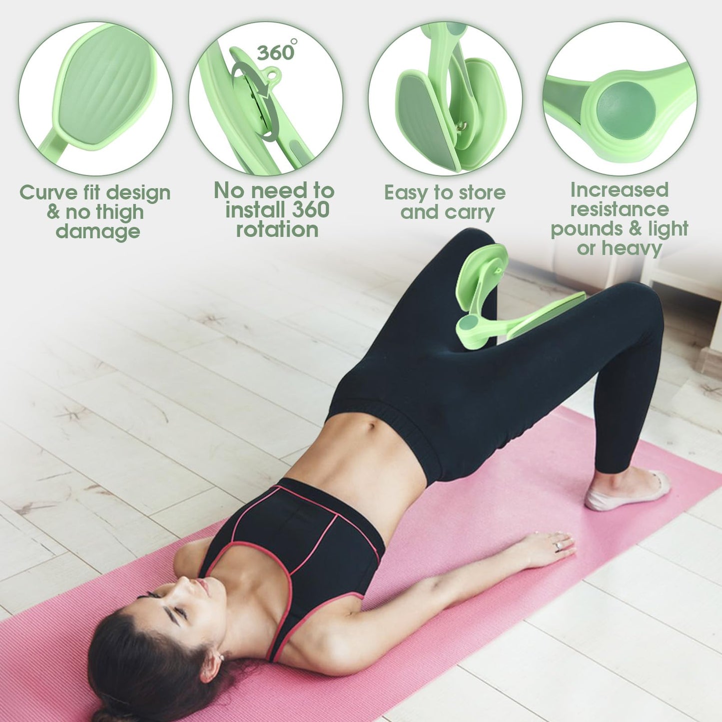 Kegel Exercise, Inner Thigh Exerciser, Thigh Exerciser, Pelvic Floor Muscle Trainer, Thigh Workout Equipment, Thigh Exerciser for Women, Kegel Tightener (Green)