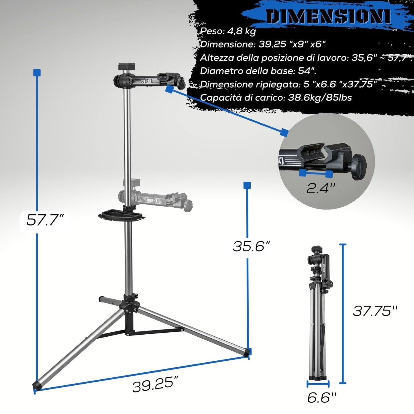 corki Cycles Bicycle Repair Stand Maintenance Work Stand - Max 38Kg or 83.8 lbs Home Portable Bike Mechanics Workstand