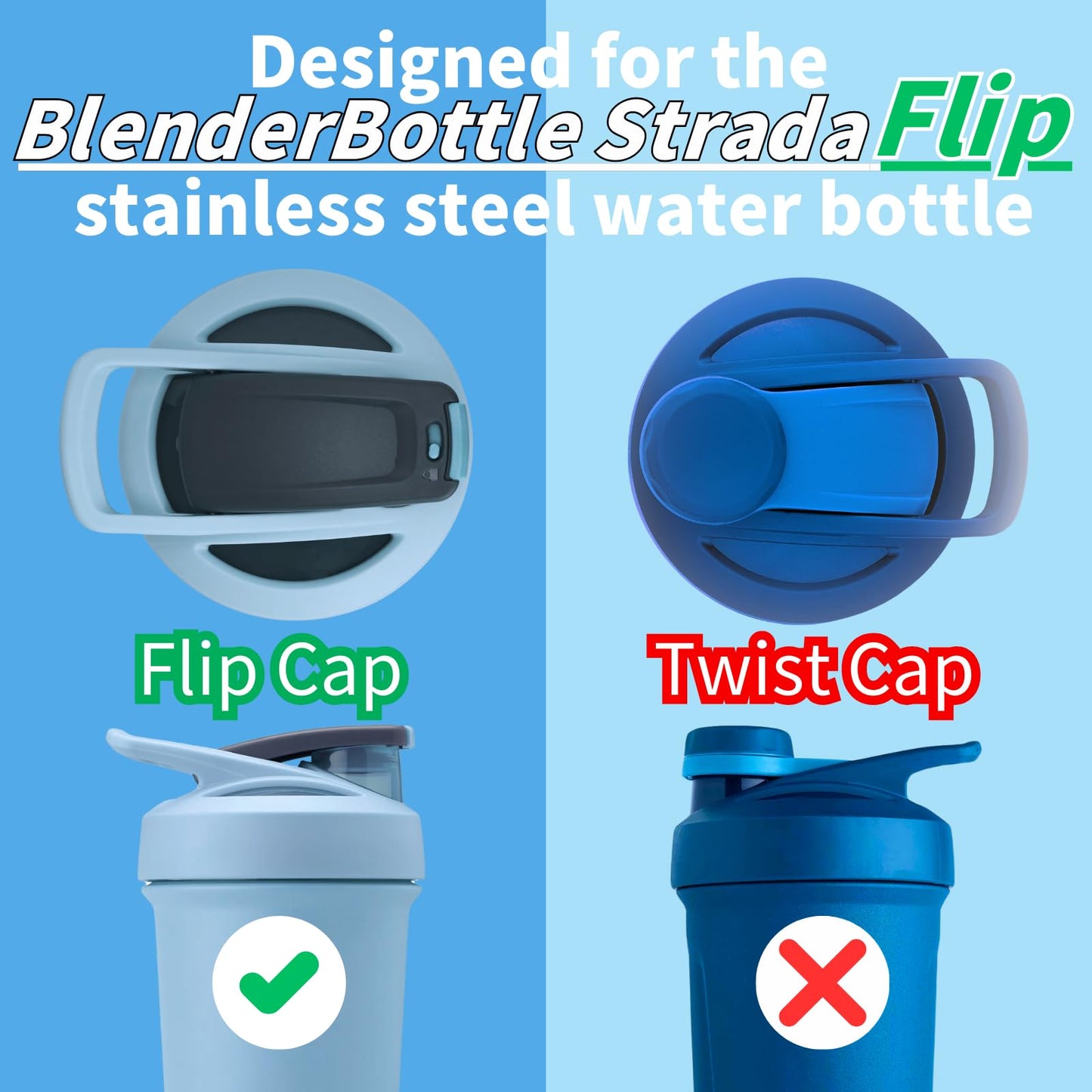 9PCS Shaker Bottle Gasket Replacement for BlenderBottle Strada Shaker Cup Stainless Steel Water Bottle，Wire Whisk Bottle Gasket，Compatible with Blender Bottle Strada Protein Shaker Bottle（Flip lid）