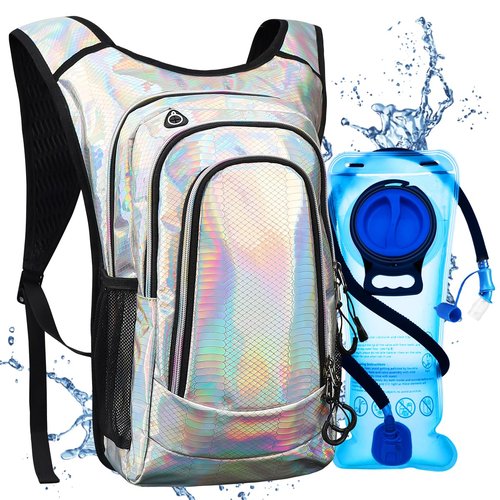 Niggeey Hydration Backpack, Festival Rave Hydration Pack, Water Backpack with 2L Hydration Bladder, Rave Backpack Hydration Pack Hydropack Hydro for Hiking, Biking, Festivals, Raves